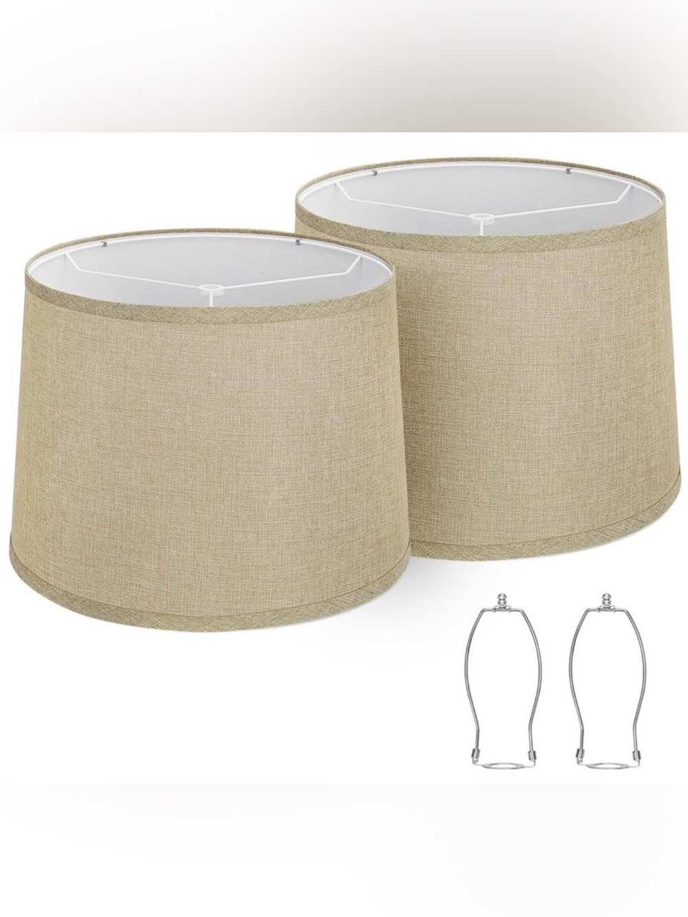 Seaside Village Beige Drum Lampshades Set of 2